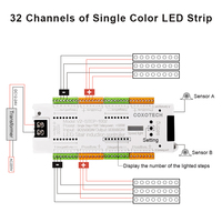 Lumière d'escalier LED V2-SETP, 32 marches, 12V 24V, RGB, télécommande avec capteur de mouvement, contrôleur LED d'escalier