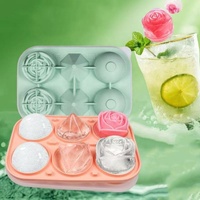 Nouveau design, moule à glaçons en silicone de qualité alimentaire à 6 cavités en forme de rose et de diamant, pour glaçons sphériques et moules à crème glacée DIY