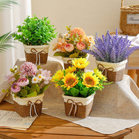 Panier de fleurs tissé, verdure artificielle, plante en pot, fleurs artificielles, arrangement décoratif pour salon, salle à manger, bureau, chambre à coucher