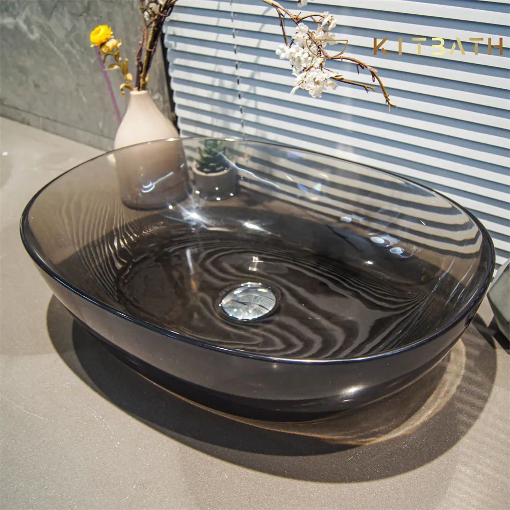 Counter Luxury Oval Sink Washroom transparent Stone Wash Basin