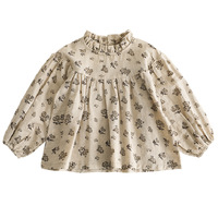 Chemisiers en coton pour filles, hauts pour bébés, printemps automne, chemisier à fleurs, chemisier en coton à volants