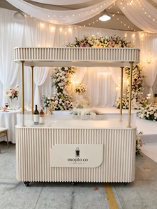 Carrito de Dulces Personalizado de Fibra de Vidrio Blanca con <span class=keywords><strong>Ruedas</strong></span> para Bodas, Fiestas de Cumpleaños, Eventos, Exhibición de Comida y Aperitivos - Product Image 2