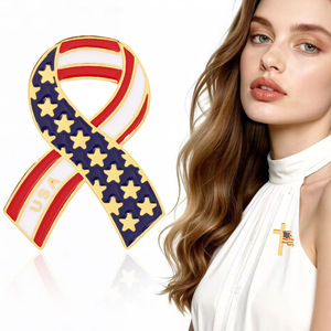 Broche de Metal Esmaltado da Moda, Alfinete de Lapela com Bandeira e Cruz, Joia Decorativa para o Dia da Independência dos EUA, Alfinete de Roupa, Presente para Festas e Feriados - Product Image 2