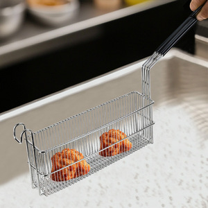 Frying Basket 304 Stainless Steel Rectangular Oil Grid For Deep Frying Chicken <b>Meat</b> <b>Poultry</b> Tools - Product Image 2