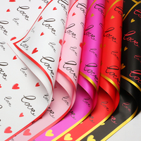 Kertas Pembungkus Bunga Motif Bunga LOVE Tahan Air Pembungkus Buket DIY Hadiah Bahan Kemasan Bunga Florist Grosir