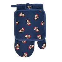 Sarung tangan Oven katun desain kucing kustom sarung tangan memasak tahan panas