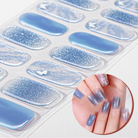 Enveloppes d'ongles en gel semi-durci personnalisées, motif marguerite, paillettes dégradées, pois, nude, violet, non toxiques, longue tenue, pour salon