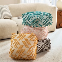Housse de pouf bohème multicolore à rayures géométriques, coussin de siège tissé multicolore pour la décoration intérieure, lavable en machine