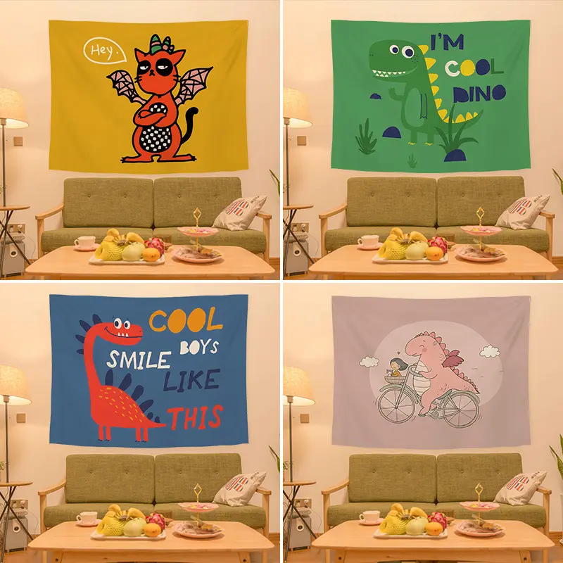 Cute Anime Dinosaur Tapestry Children's Room Decoration Wall Tapestry