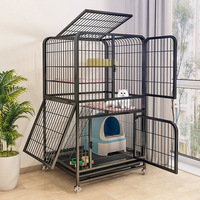 Villa pour chat en métal à 3 couches Cage moderne pour chat pour usage domestique Villa pour chat d'intérieur Espace libre élargi Construction en métal Fermeture à bouton