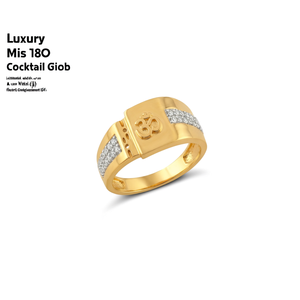 Luxury <b>Mens</b> <b>18K</b> <b>Gold</b> Cocktail <b>Ring</b> Om Design Diamond Accents Religious Wedding Party Gift - Product Image 2