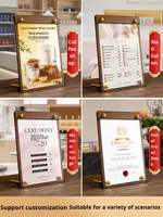 Support de menu personnalisé en acrylique imitation bois A4/A5 pour salons de thé et cafés – Panneau publicitaire de table haut de gamme