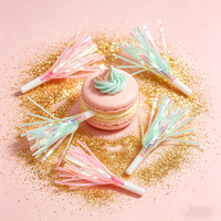 610021 Sifflets de fête irisés arc-en-ciel, rose pastel menthe, pour anniversaires, mariages et fêtes
