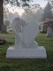 G635 Granite Angel Design Hand Carved Headstone Polished Surface Traditional Style Outdoor Use - Product Image 5