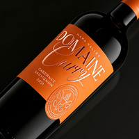 Étiquettes personnalisées de luxe pour bouteilles de vin, impression de logo, UV sélectif, dorure texturée, autocollants d'emballage pour vin, aliments et thé