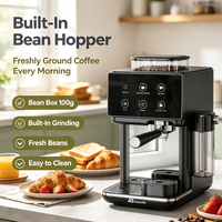 Máquina de Espresso Anbo de 20 Bares con Tanque de Leche Desmontable y Molinillo de Granos de Café, Cafetera para Cappuccino y Espresso, Personalizable de Fábrica