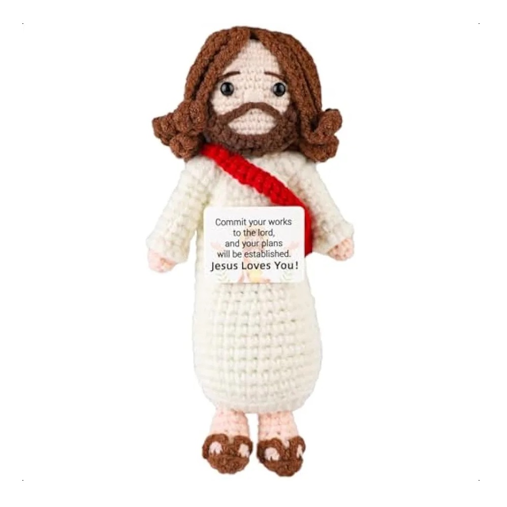 Peluche De Jesús De 33 Cm – Figura Religiosa Cristiana Para Decoración, Paz Y Esperanza En Pascua Y Navidad (Rojo)
