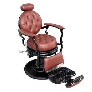 Fauteuil de Barbier Rétro en Métal, Chaise de Salon Rembourrée avec Appui-tête et Repose-pieds Ajustables pour Salon de Coiffure et Barbier - Product Image 5