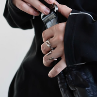 VAF Lame Ligne Forme Cold Open Ring Couple Ring Acier Inoxydable Messerkanten-Kaltoffnungsring-Paarring