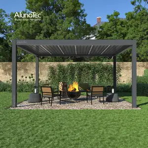 Garden Free Standing Waterproof Motorized Aluminio Louver Pavilion Gazebo Ultraviolet Proof Custom Bioclimatic Aluminium Pergola