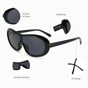 Gafas de Sol Deportivas Ovaladas con Marco Grande Personalizadas para Hombre, Marco de PC Negro, Lentes Polarizadas con Protección UV400 para Ciclismo - Product Image 3