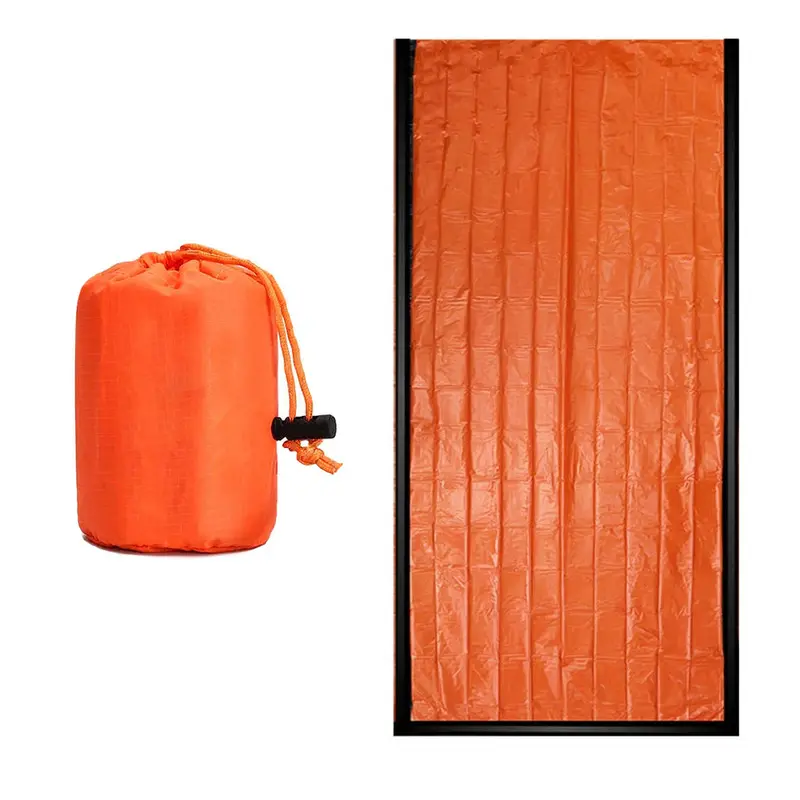 Sac de couchage de survie en plein air Orange PE enveloppe Camping randonnée sacs de couchage en aluminium Film sac de couchage d'urgence 210*90cm