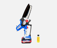 Scie à bois portable C-MART 21V Li-ion 500W avec moteur sans balais, guide-chaîne de 6 pouces, sans fil, garantie à vie, batterie 2Ah-6Ah