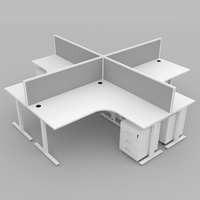 Système de poste de travail de bureau extensible 4 places avec cloisons d'intimité, bureau modulaire partagé pour bureaux commerciaux