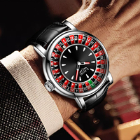 Montre à quartz pour homme LIGE 89161, design créatif de roulette, style casino, 2 options de bracelet, étanche, montre de luxe pour homme, cadeau