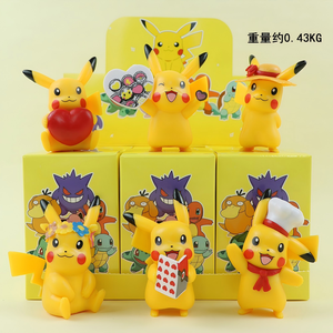 Anime Trendy Blind Box Cartoon Cute Pokémon Pikachu Charmander Gengar Mystery Box PVC Action Figure Giocattoli Decorazione Auto Torta Regali - Product Image 5