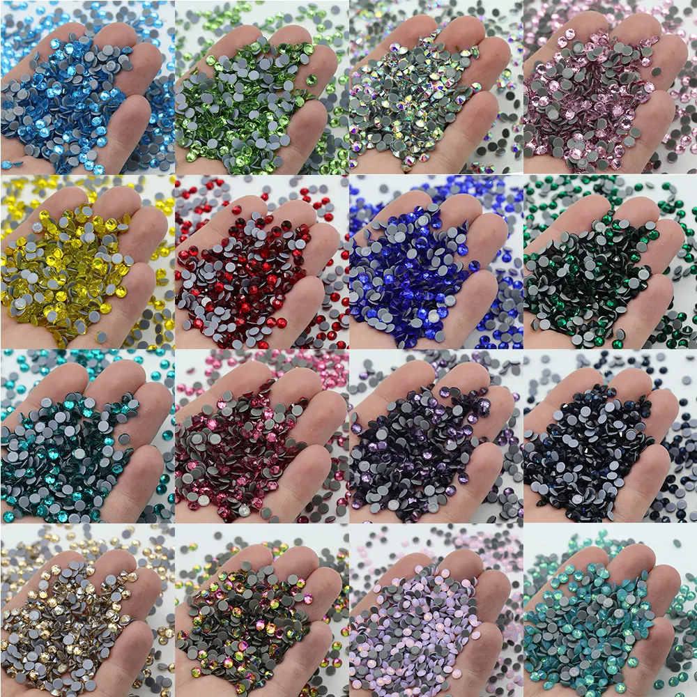 Diamantes de imitación plateados con parte trasera plana, Cristal AB para planchar, diseño de cristal