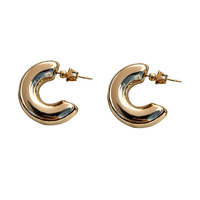 Vente en gros INS Boucles d'oreilles créoles métalliques grandes, creuses, demi-cercle, pour femmes, bijoux volumineux