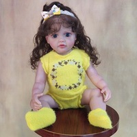 Poupée Reborn en vinyle souple compressible, 22 pouces (55 cm), cheveux longs, réaliste, jouet compagnon pour bébés filles et garçons
