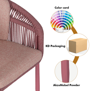 Silla de Comedor de Diseño Moderno y Lujoso con Cuerda Tejida a Mano, Estructura de Aluminio, Apta para Patio, <span class=keywords><strong>Jardín</strong></span>, Hotel, Cafetería, Villa - Product Image 6