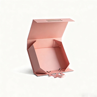 Boîte cadeau de luxe pliable avec couvercle magnétique et poignée en ruban satiné, logo personnalisé, emballage rigide pliable