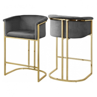 Tabourets de bar hauts en velours, modernes, pour restaurant, café, loisirs, avec cadre en fer, écologiques, durables, avec coussin rembourré et accoudoirs