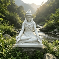 Statue de Shiva en marbre blanc naturel sculptée à la main, classique, religieuse, pour l'extérieur, pour la méditation, fabrication artisanale