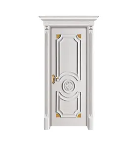 American painted 2 Raised Panels White Painted Prehung Interior Wooden MDF Moulded Door with frame Support customization