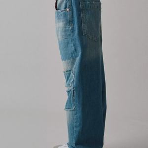 Jeans décontractés personnalisés de haute qualité pour femmes, 100% coton, double genouillère, coupe ample - Product Image 3