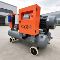 Compresseur d'air à vis lubrifié à fréquence variable et à économie d'énergie avec moteur électrique stationnaire, unité à inversion 8 bars