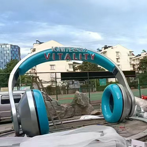 Fiberglass Headphone Sculpture Outdoor <b>Large</b> Scale Abstract Geometric Floor Mount Resin <b>Ornament</b> - Product Image 3