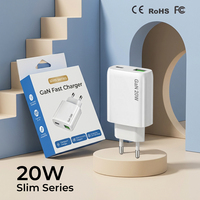 Chargeur rapide et adaptateur d'alimentation Ultra Slim 20W Gan avec USB C et un port OVP et OTP protégé pour iPhone