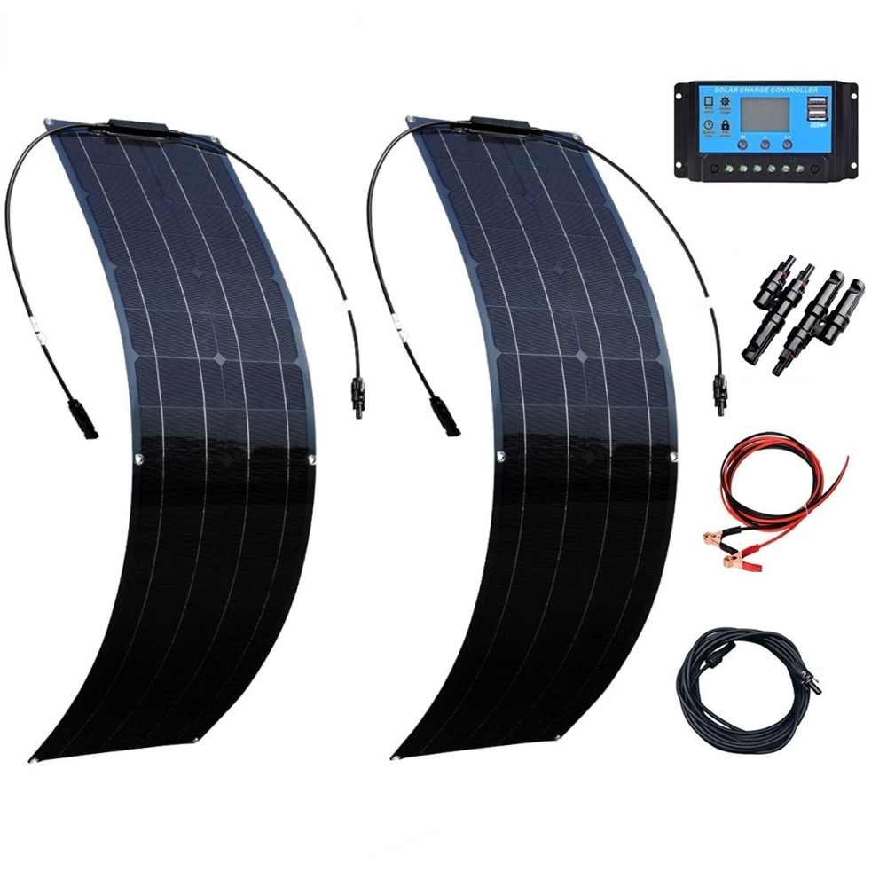 100w <strong>12v</strong> Flexible <strong>Solar</strong> <strong>Panel</strong> Kit 24v 2pcs 50w High Efficiency <strong>Battery</strong> Charger PV <strong>Panel</strong> for Camping RV Yacht Street Lights