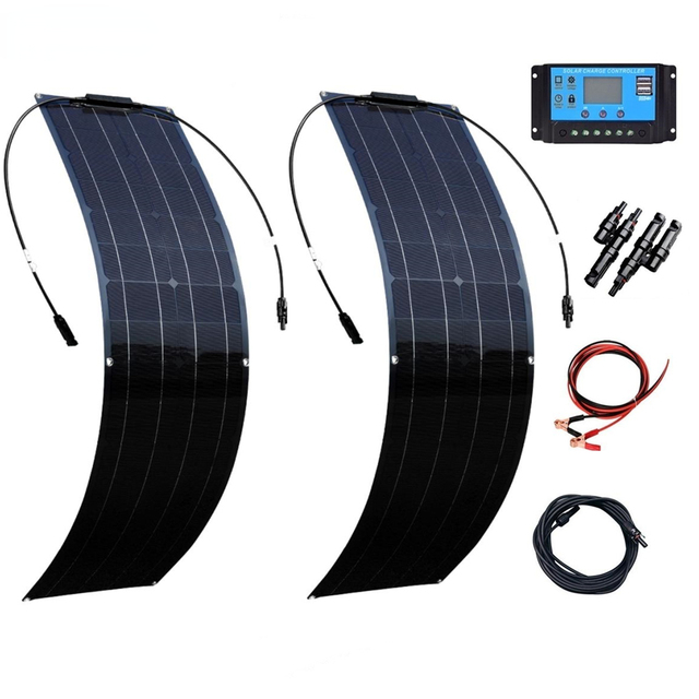 100w 12v Flexible Solar Panel Kit 24v 2pcs 50w High Efficiency Battery Charger PV Panel for Camping RV Yacht Street Lights