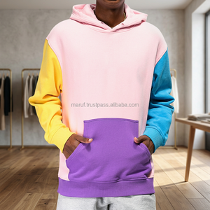MSWMH97 Men's Hooded Fitness Hoodies Fall Winter Multi-Color Heavy <b>Thick</b> <b>Fleece</b> 350g Polyester/Cotton Digital Printing Patchwork - Product Image 3
