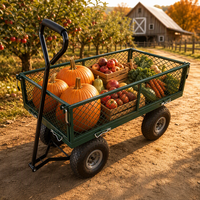 Chariot de jardin en acier 500 kg, chariot utilitaire 100x80x60 cm avec côtés grillagés pour pelouse et ferme