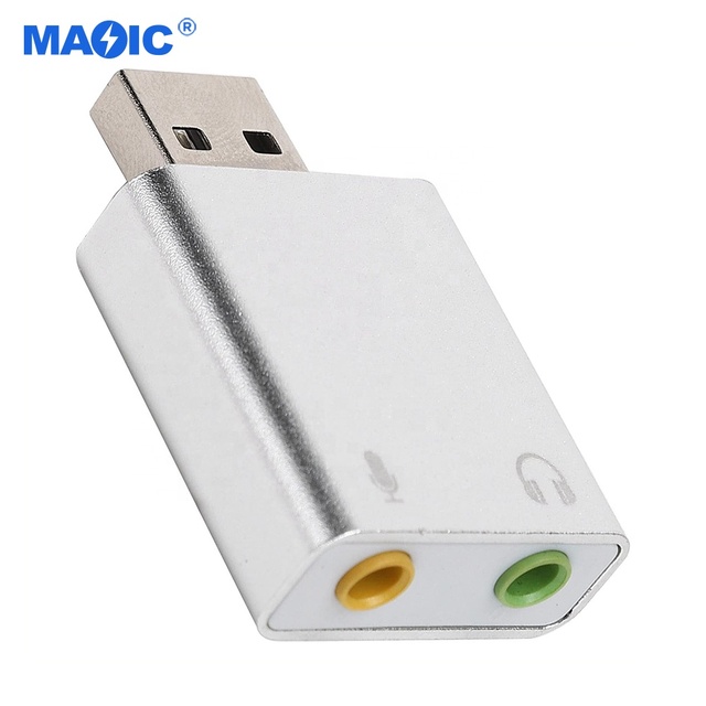 Computer Hardware Software Aluminium Alloy USB Sound Card Audio External Sound Card Adapter USB Sound Card for PC