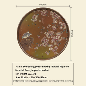 Pintura Decorativa Tallada en Cobre, Mural Circular <span class=keywords><strong>de</strong></span> Madera Maciza <span class=keywords><strong>de</strong></span> Calabaza, Adecuado para Entrada Orientada a la Puerta y para Regalo - Product Image 6