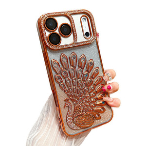 Diamante colorato pavone gradiente Glitter Design di lusso per iPhone 17 Pro Max custodia <span class=keywords><strong>Apple</strong></span> 17 strass placcato copertura del telefono - Product Image 5