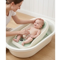 Support de bain pliable pour bébé avec indicateur de thermomètre, antidérapant et drainage automatique pour nouveau-nés de moins de 6 mois